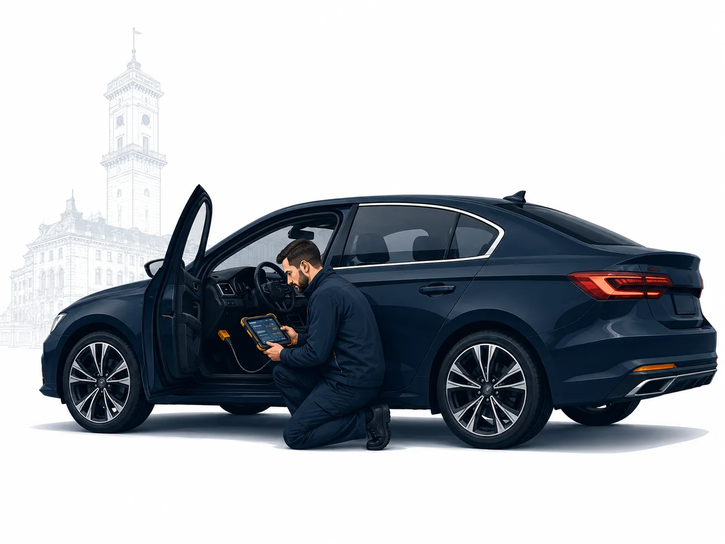 Автоексперт перевіряє автомобіль у Львові