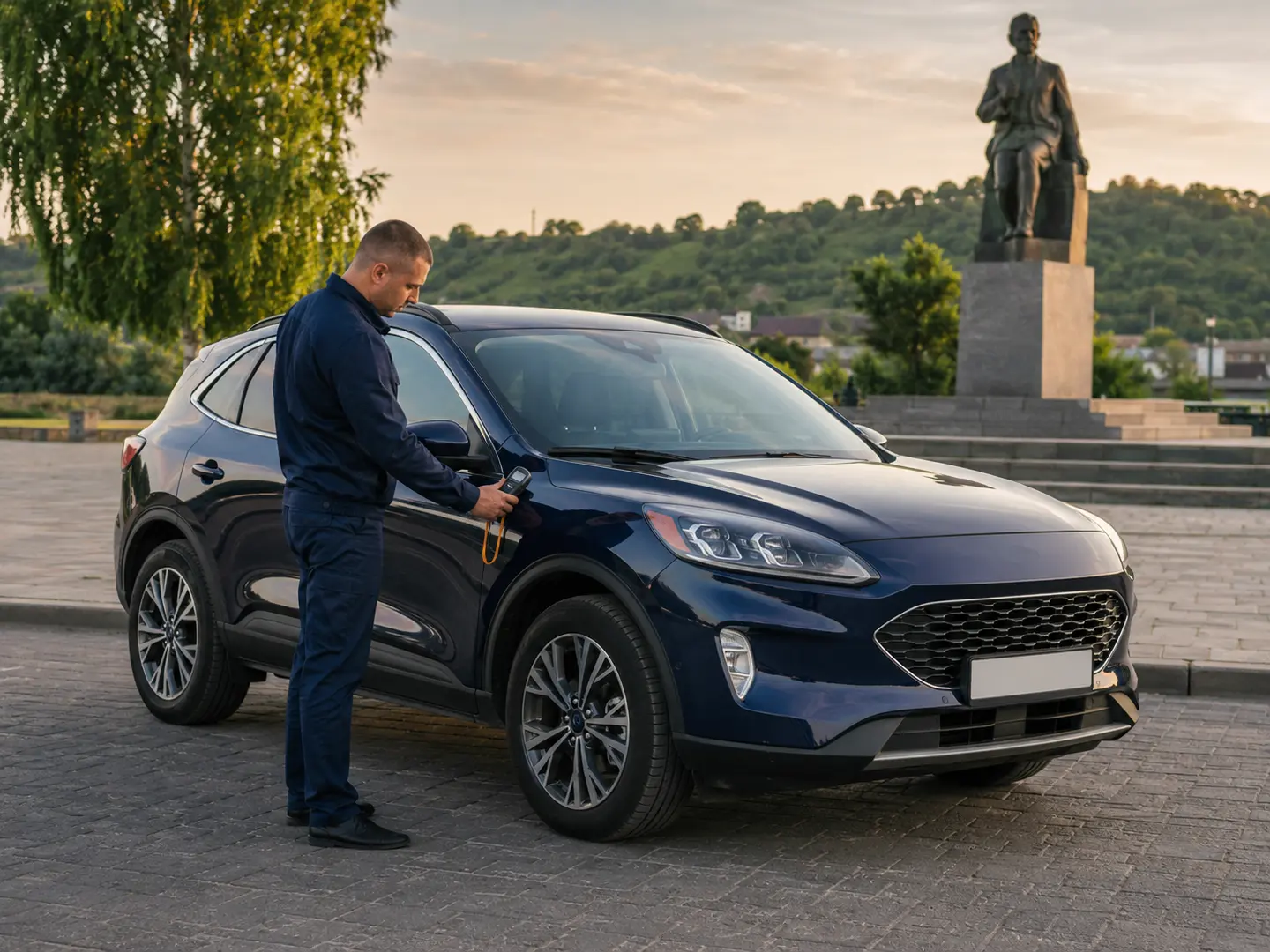 Експерт перевіряє товщину фарби авто в Обухові