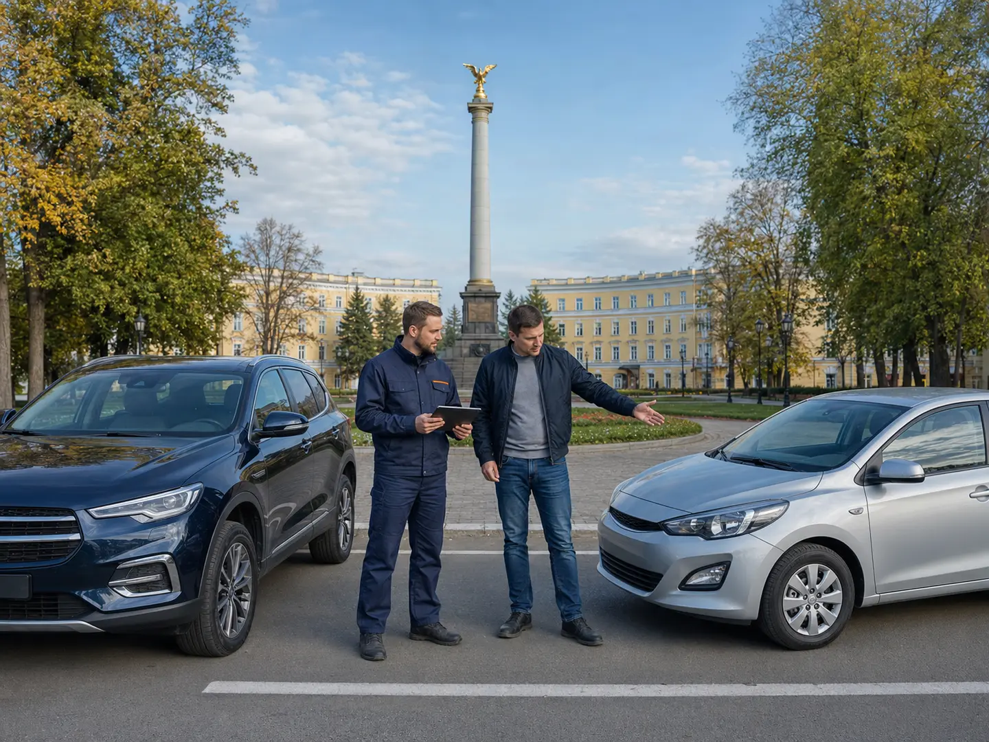 Порівняння автомобілів біля Монумента Слави у Полтаві