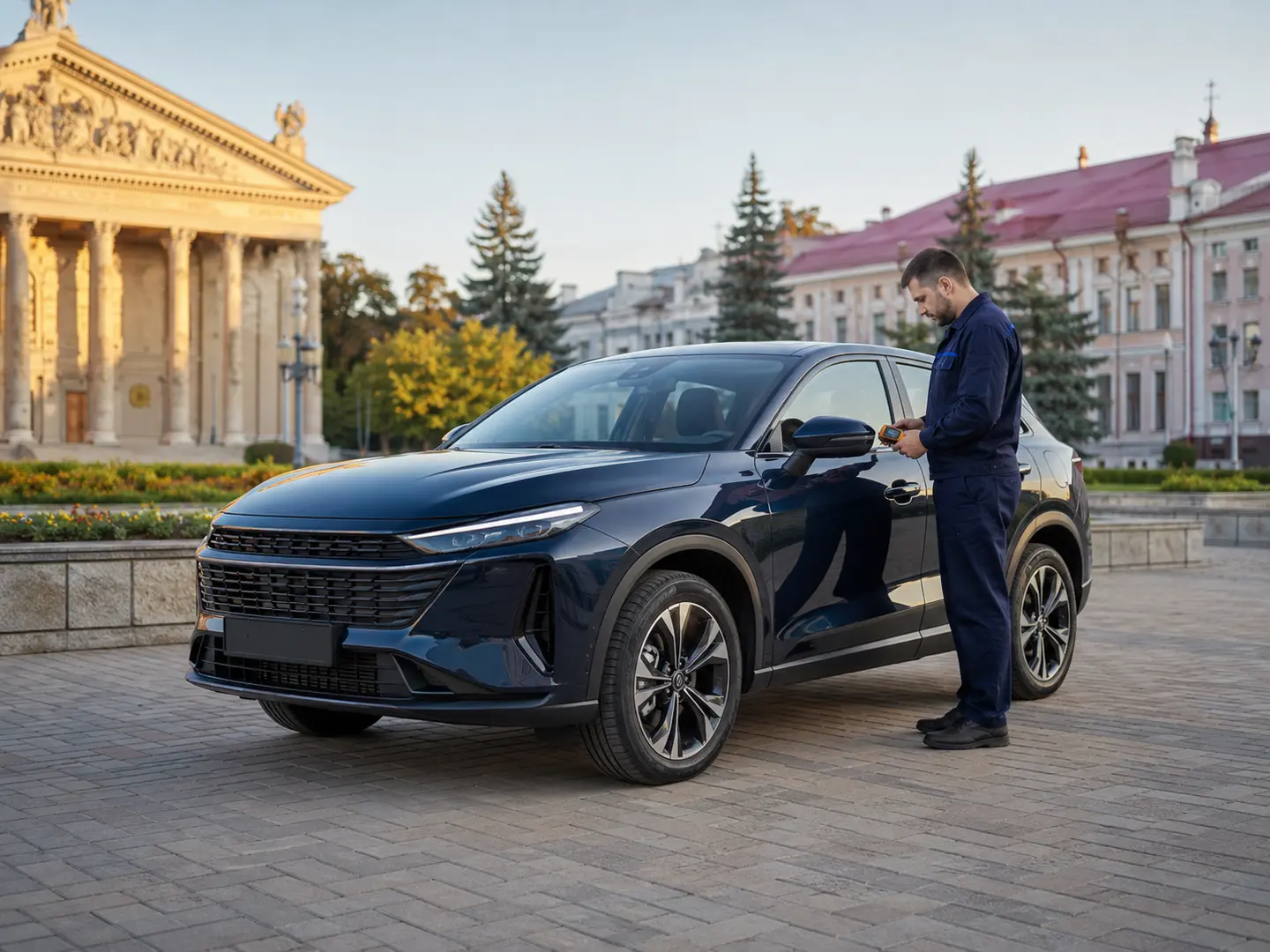 Перевірка кузова авто на Театральній площі у Прилуках