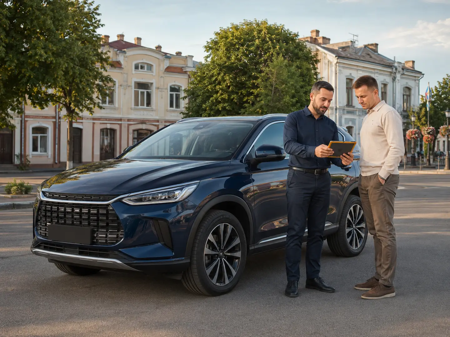Експерт і клієнт підбирають авто в центрі Прилук