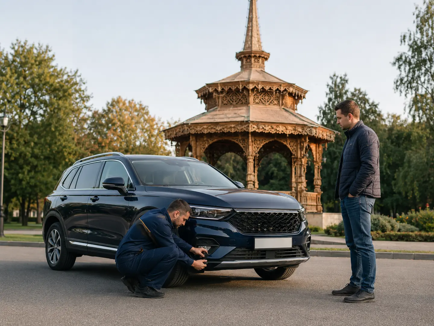 Перевірка автомобіля біля Альтанки у Сумах