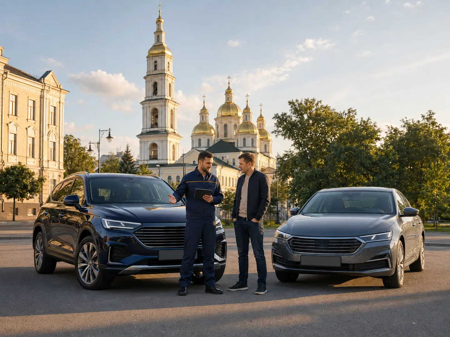 Порівняння автомобілів біля Спасо-Преображенського собору у Сумах