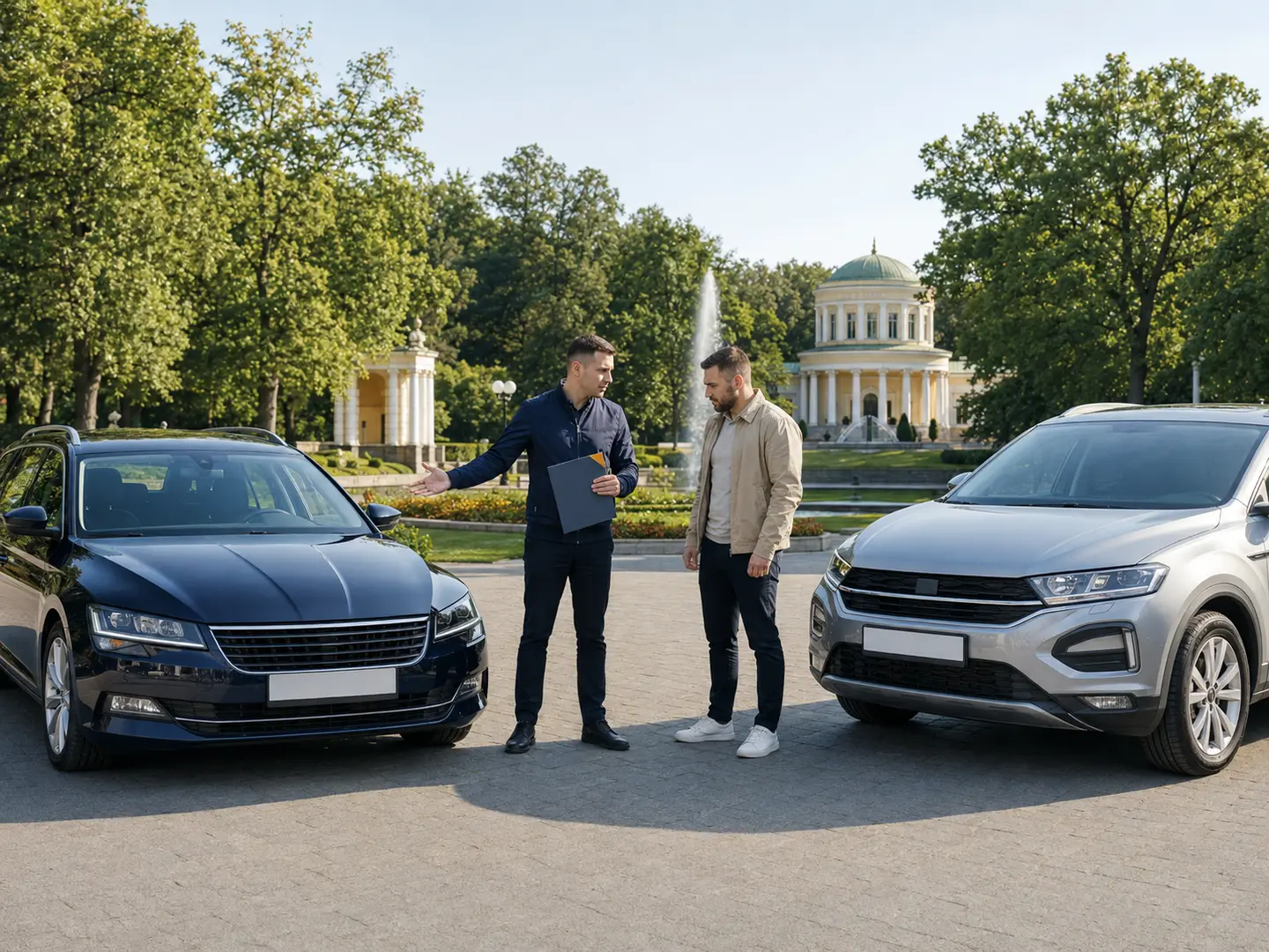 Експерт допомагає порівняти два авто в Умані